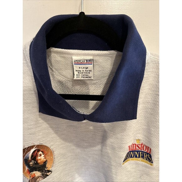 Winston Winners Heavyweight Collared Sweatshirt XL Grey With Blue Collar GUC - Picture 8 of 10